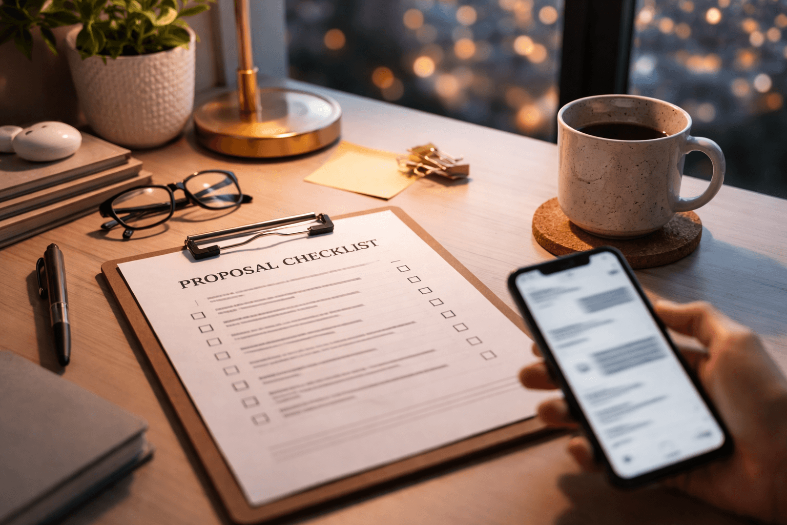 Freelancer in a coworking space reviewing feedback and next steps