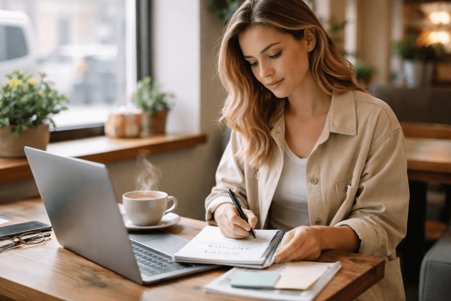 Whiteboard and laptop on a coffee table during lead list planning