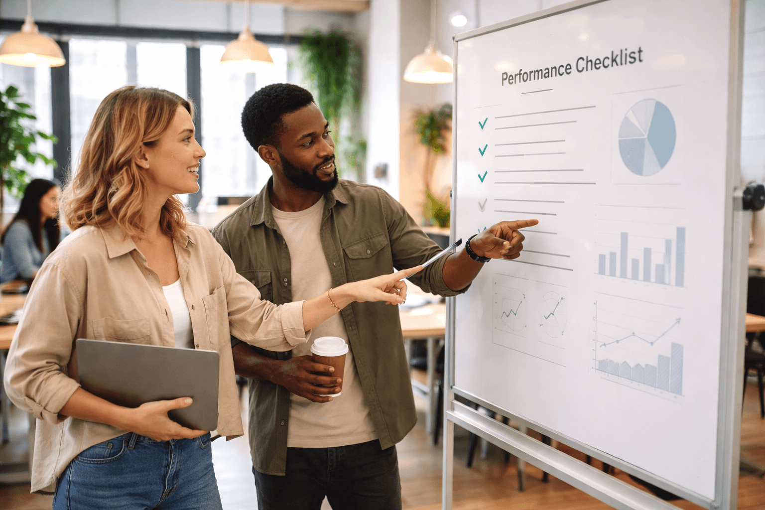 Co-working space meeting: freelancer and client discussing a prioritized website speed fix list on a whiteboard https://mnyooiivpmhhltlepaan.supabase.co/storage/v1/object/public/client-portal-content/seo-blog/f533e45f-97ff-4e1c-9ec7-ad4553394e18/7dbe6b9e-8a64-4a0f-92c3-d536028d49bc.png