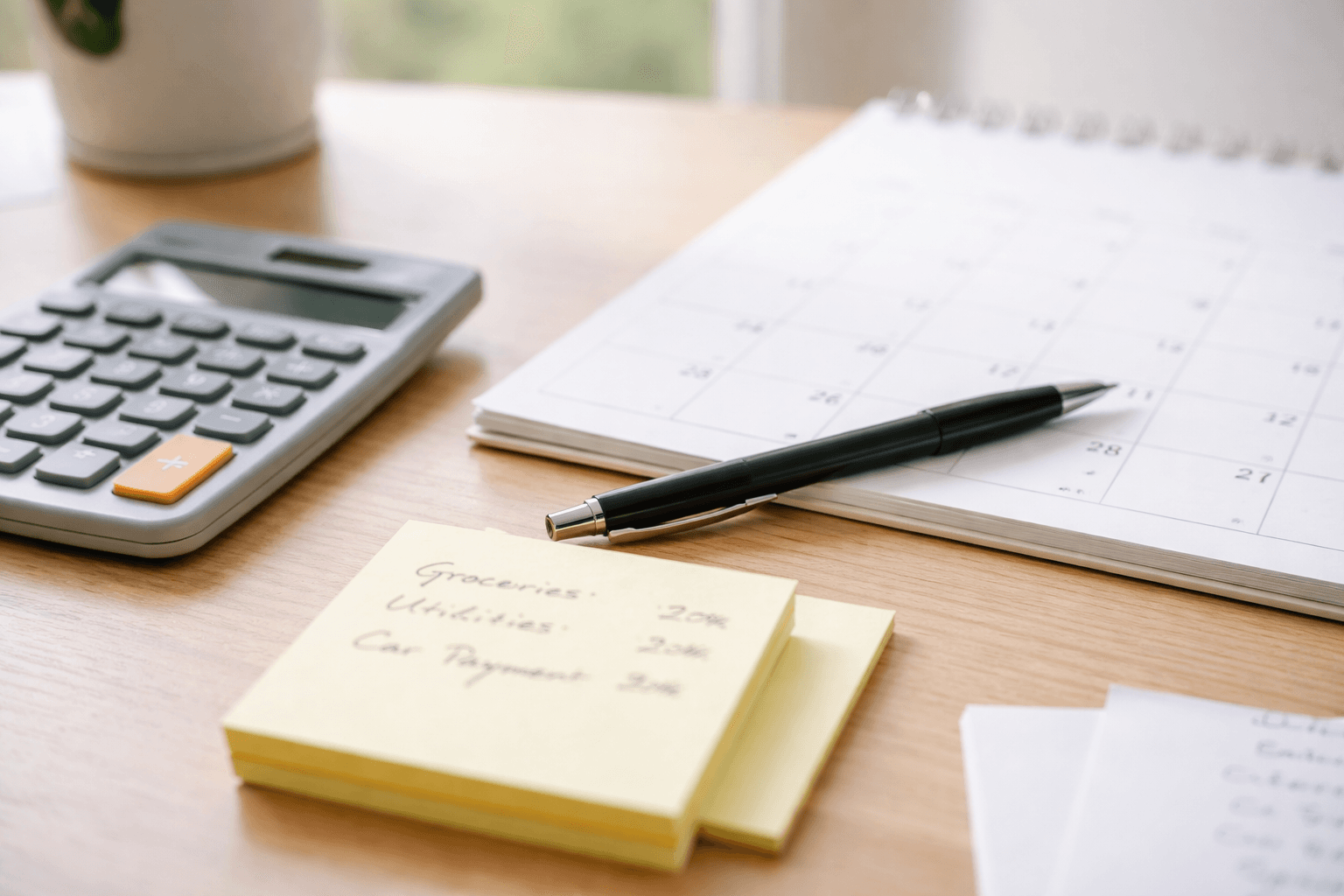 Mapping costs and income on a notebook beside a laptop